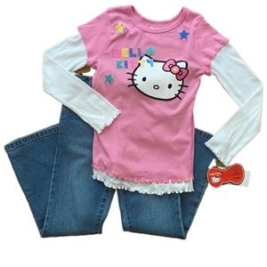 GIRLS CHILDRENS PLACE HELLO KITTY PANTS SET 6X 7